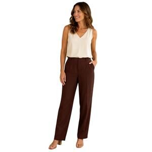 Giorgio Sant'Angelo Brown Linen Blend Dress Pants Women's Size 12 Straight Leg